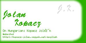 jolan kopacz business card